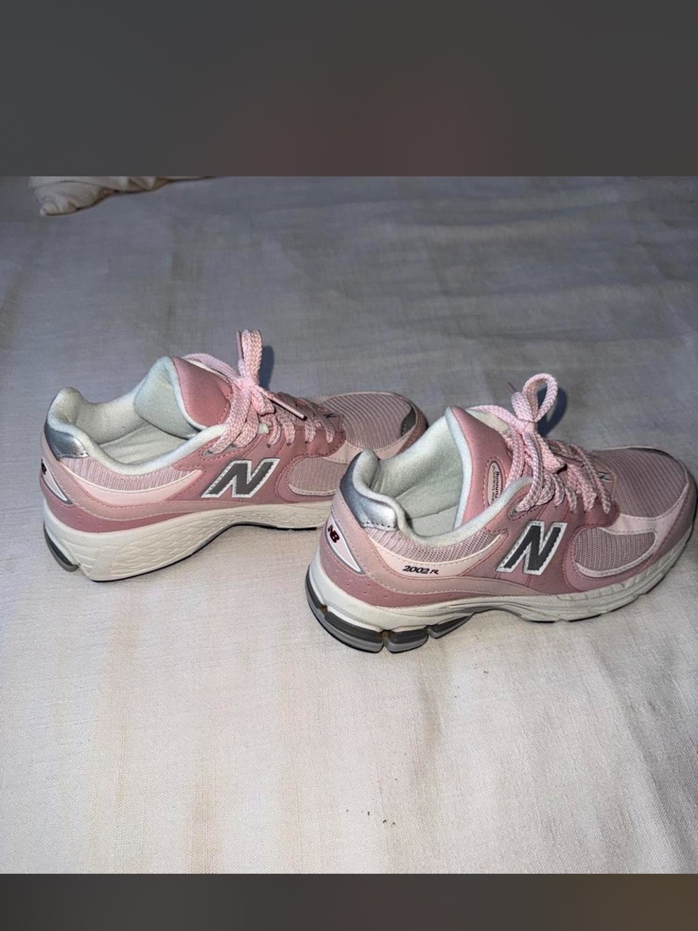 New Balance Women's Pink Mesh and Suede Athletic Sneakers - Picture 3 of 6